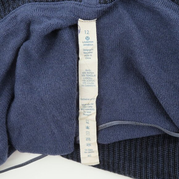 Lululemon Womens 12 Iconic Wrap Cadet Blue Stripe Pullover Cowl Neck Sweater Top - Picture 6 of 11